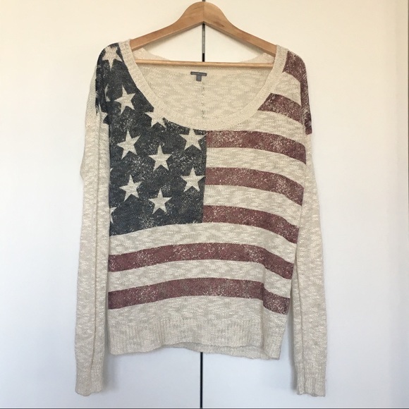 USA Flag Lightweight Scoopneck Knit Top Size M - Picture 2 of 6